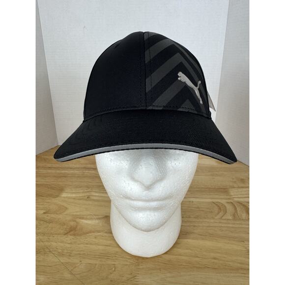 PUMA Tech Performance Stretch FlexFit Golf Hat Black Size‎ S/M NWT Logo - Picture 1 of 6